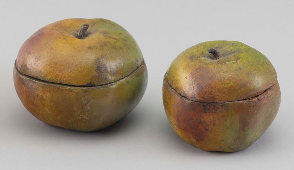 TWO ENGLISH APPLE FORM TEA CADDIES 2f2511