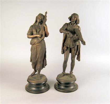 Pair of spelter figures of musicians