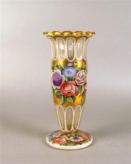 Painted Bohemian glass vase  4b6ef