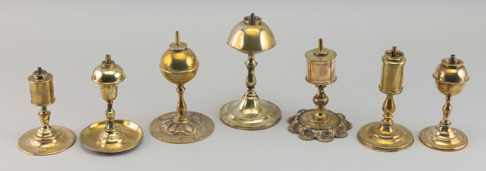 SEVEN BRASS SPARKING LAMPS 19TH 2f25b7