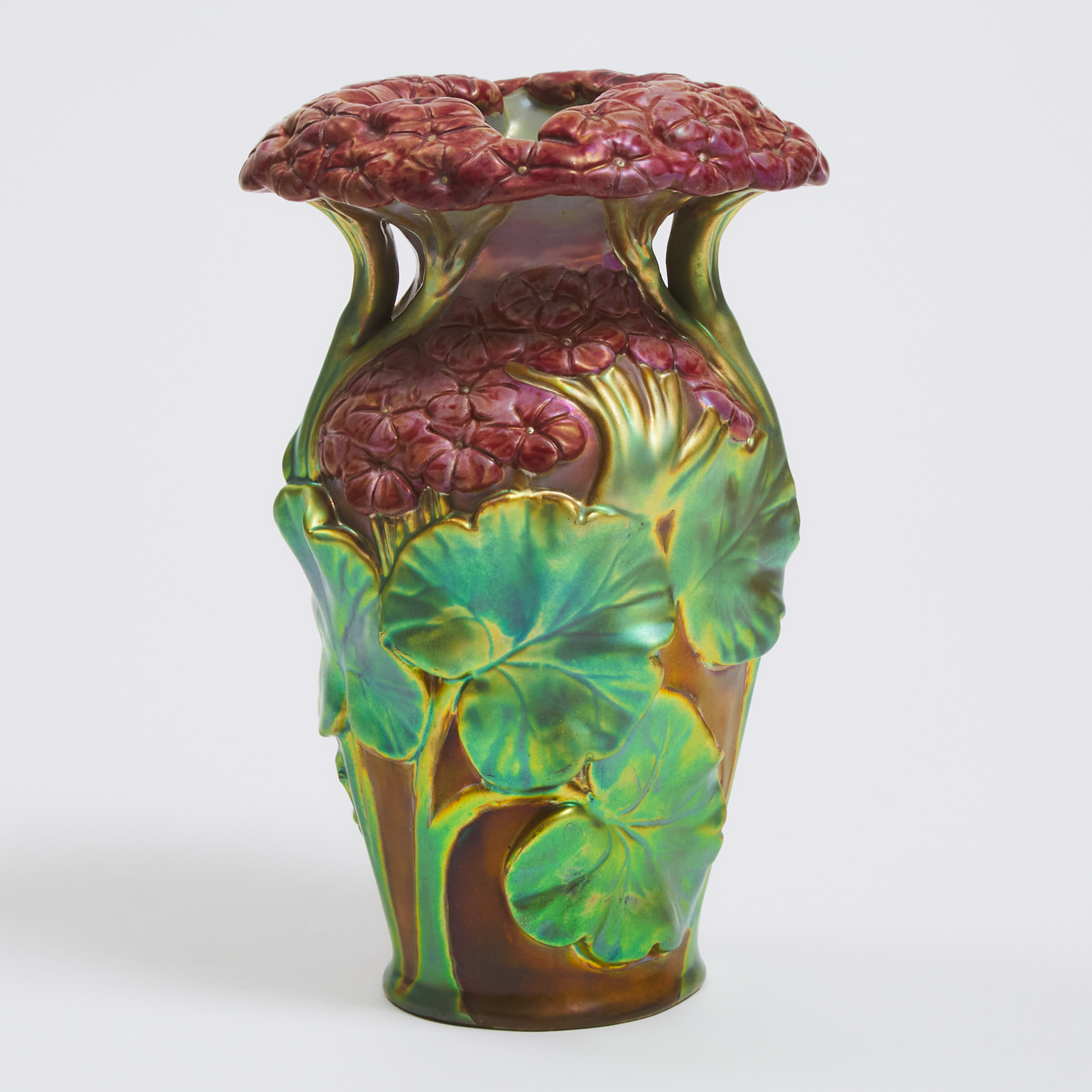 Zsolnay Iridescent Red and Green Glazed