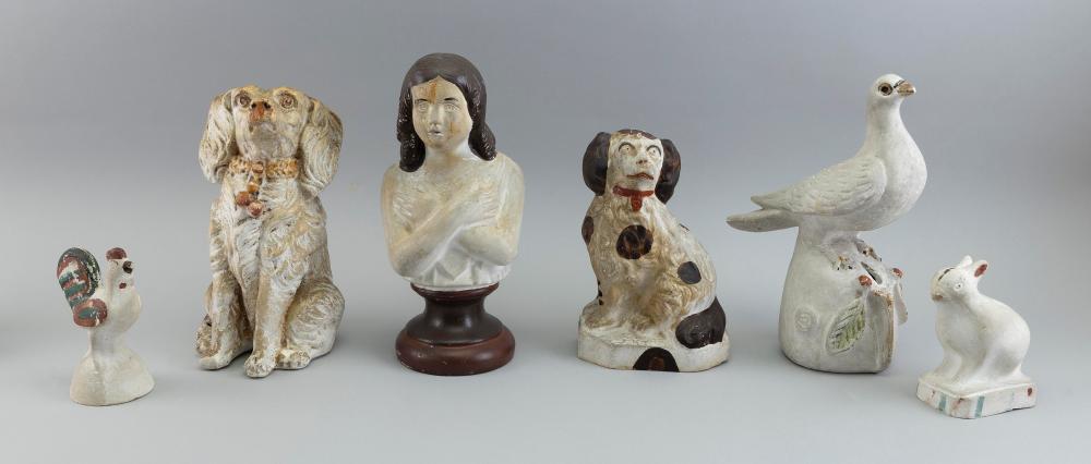 SIX PENNSYLVANIA CHALKWARE FIGURES