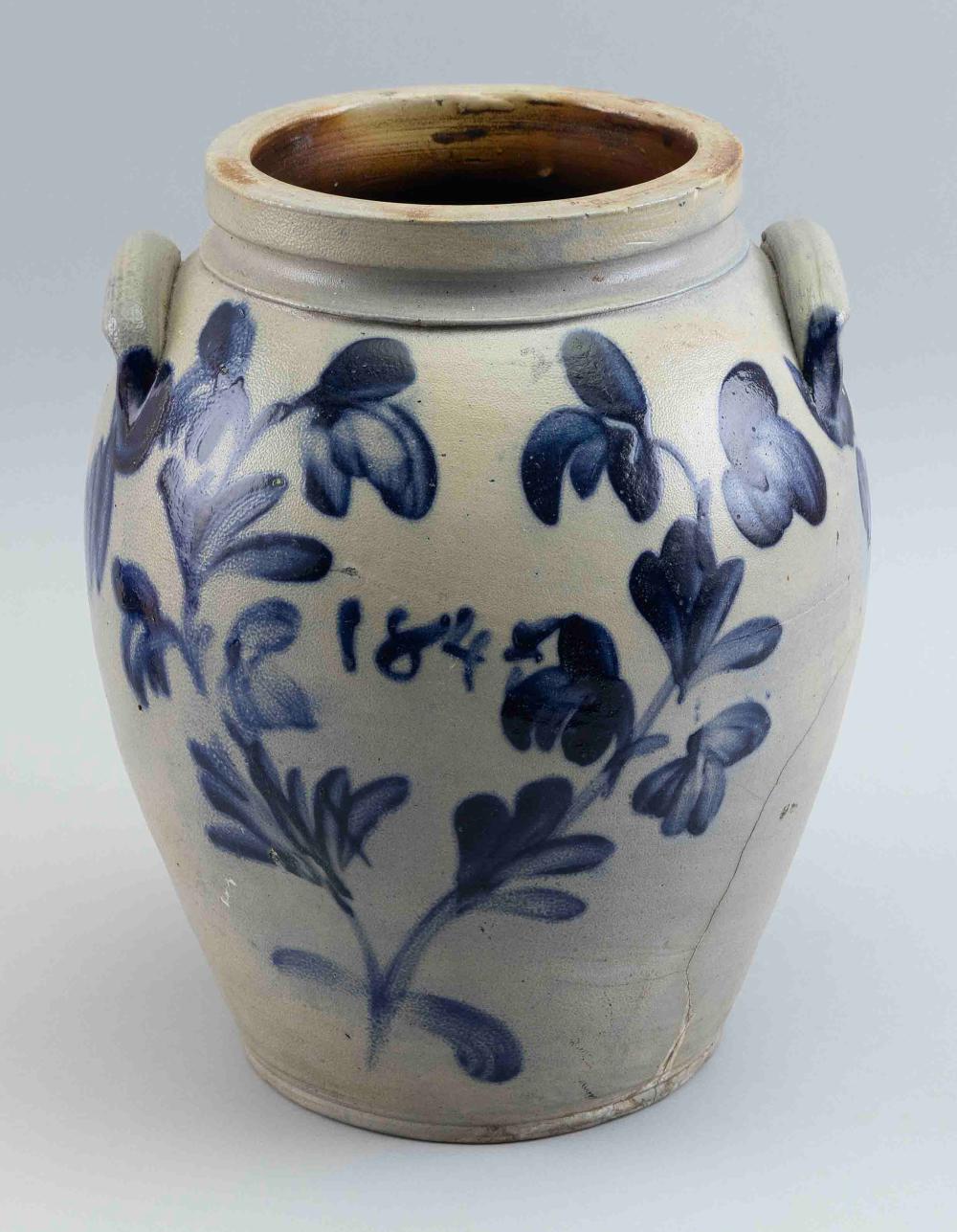 OVOID STONEWARE CROCK 19TH CENTURY