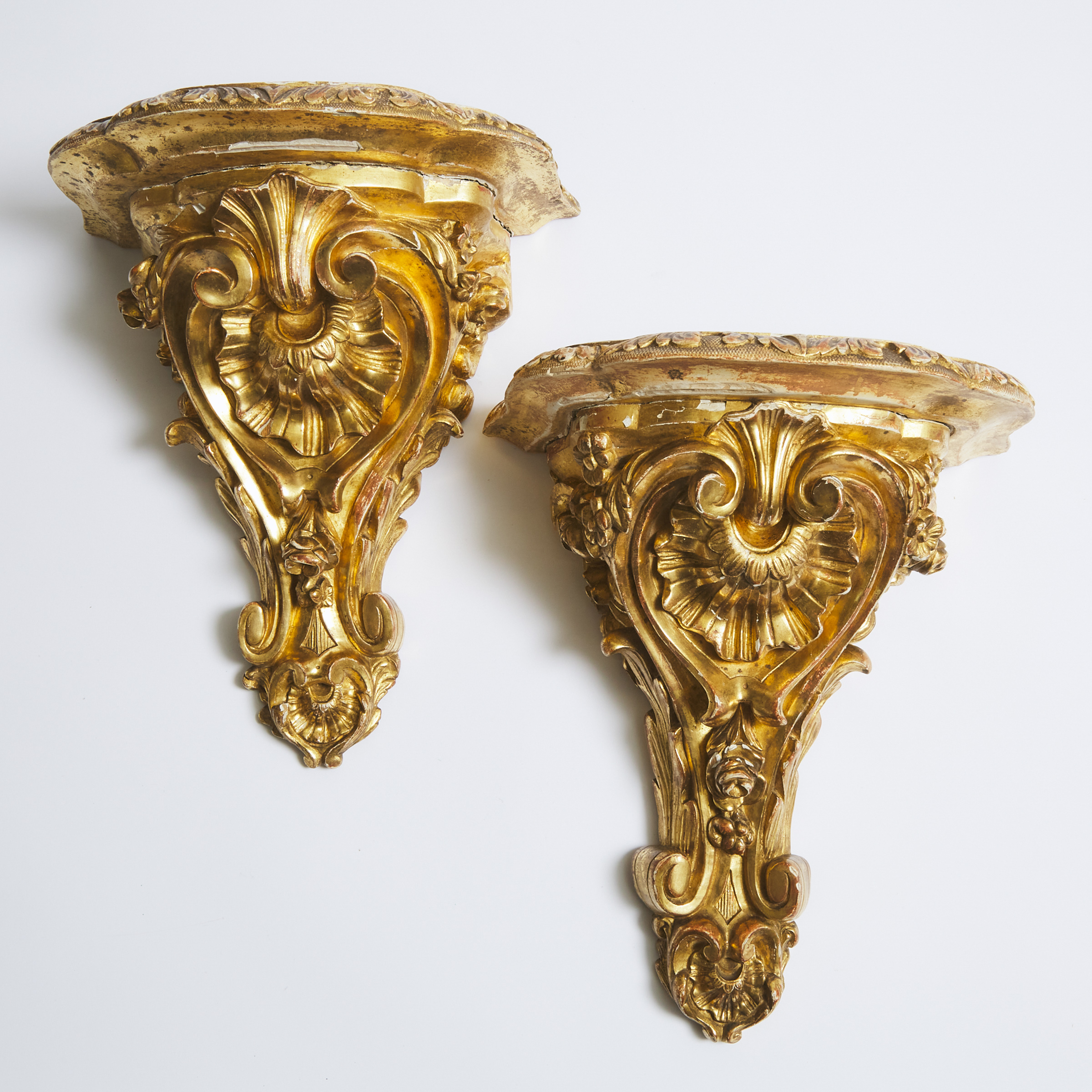 Pair of Florentine Baroque Giltwood 2f2618