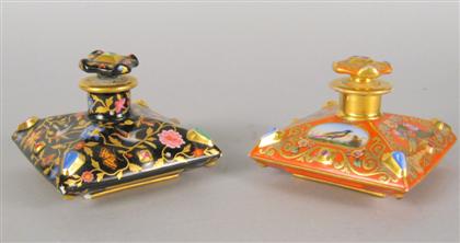 Two French porcelain inkwells 