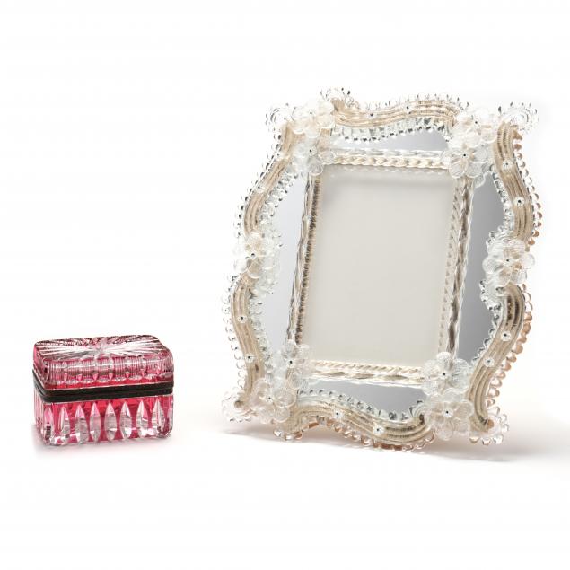 VENETIAN GLASS PICTURE FRAME AND