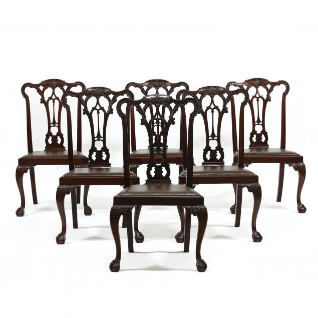 SET OF SIX CHIPPENDALE STYLE CARVED