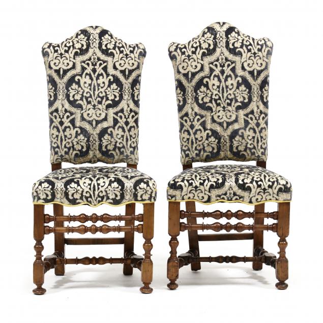 PAIR OF JACOBEAN STYLE UPHOLSTERED 2f0062