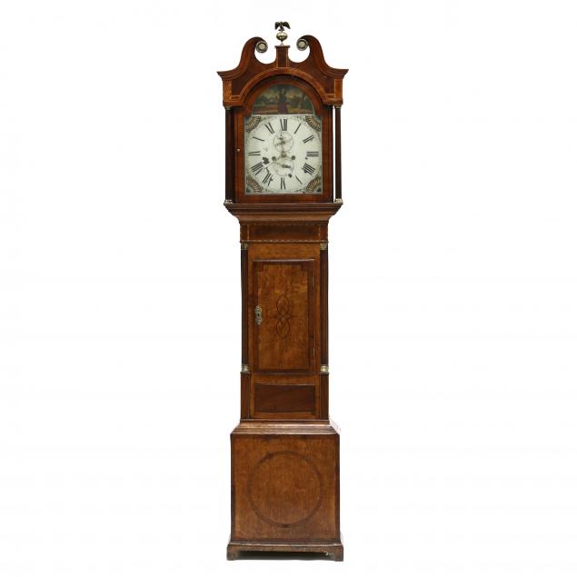 GEORGE III INLAID OAK TALL CASE