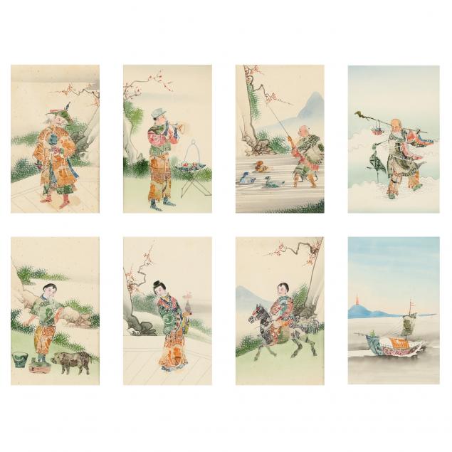 MIXED MEDIA OF EIGHT CHINESE FIGURES 2f0096