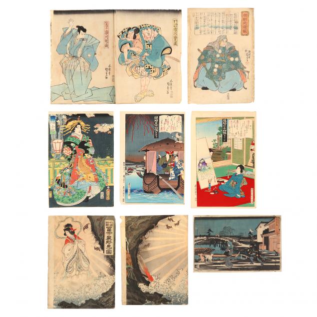 A SELECTION OF NINE JAPANESE WOODBLOCK