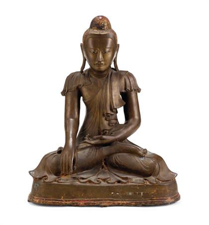 Large Burmese seated bronze Buddha 4b345