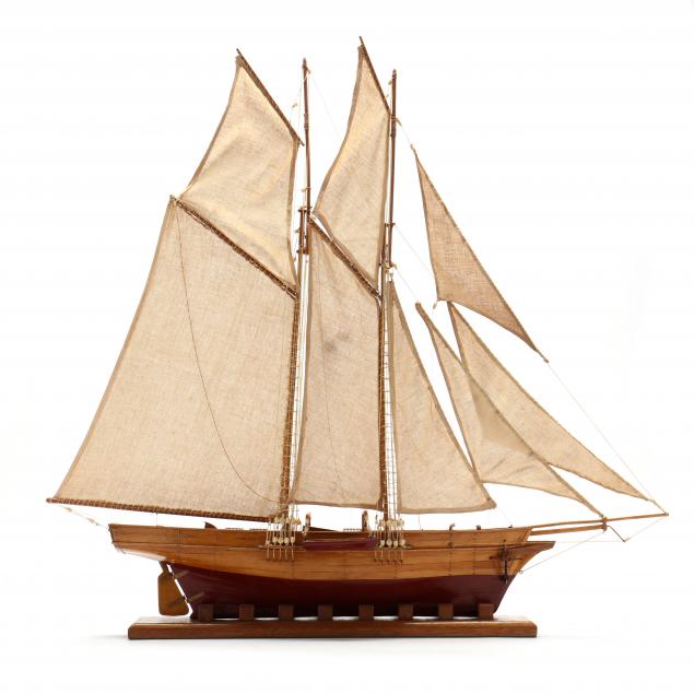 DETAILED WOODEN MODEL OF A TWO-MASTED