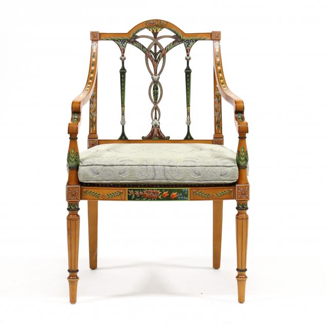 ADAM STYLE PAINT DECORATED ARMCHAIR