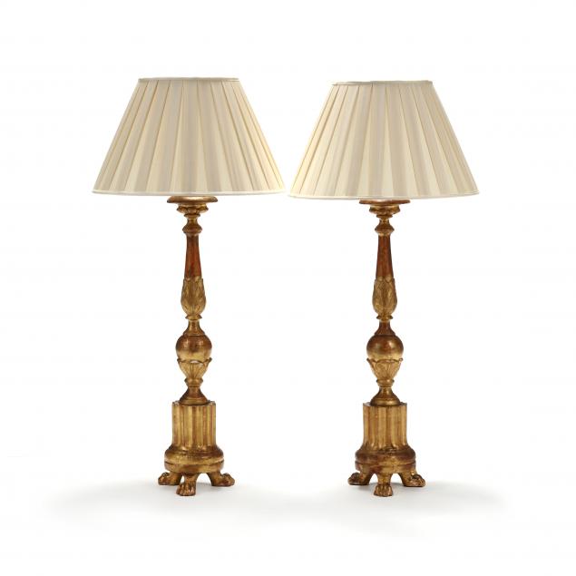 PAIR OF GILTWOOD PRICKET STICK