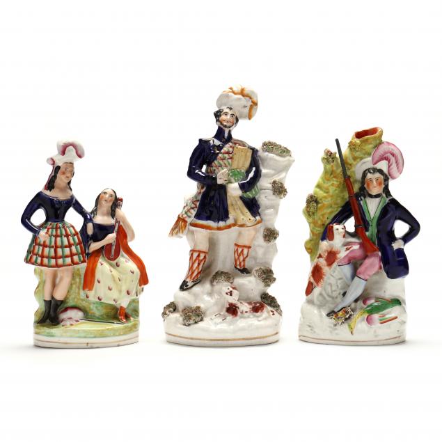 THREE STAFFORDSHIRE FIGURINES Circa