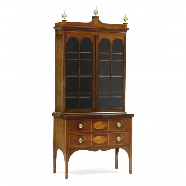 FEDERAL STYLE INLAID MAHOGANY BOOKCASE