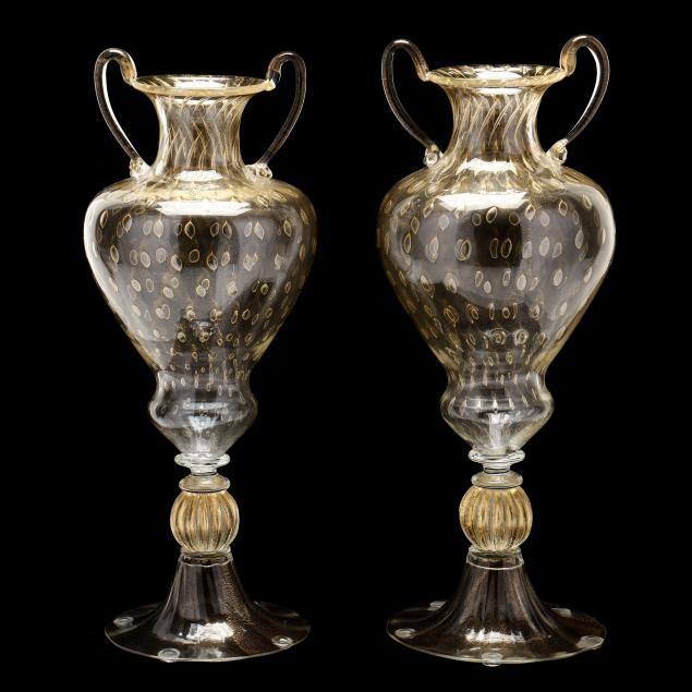 PAIR OF MURANO URN FORM GLASS VASES 2f023c