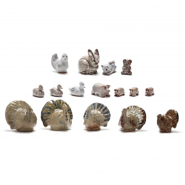 GROUP OF POTTERY ANIMALS MADE AT 2f0416