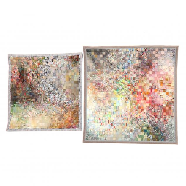 TWO QUILT TOP WALL HANGINGS BY
