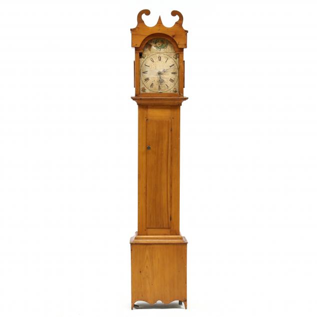 NEW ENGLAND FEDERAL PINE TALL CASE CLOCK
