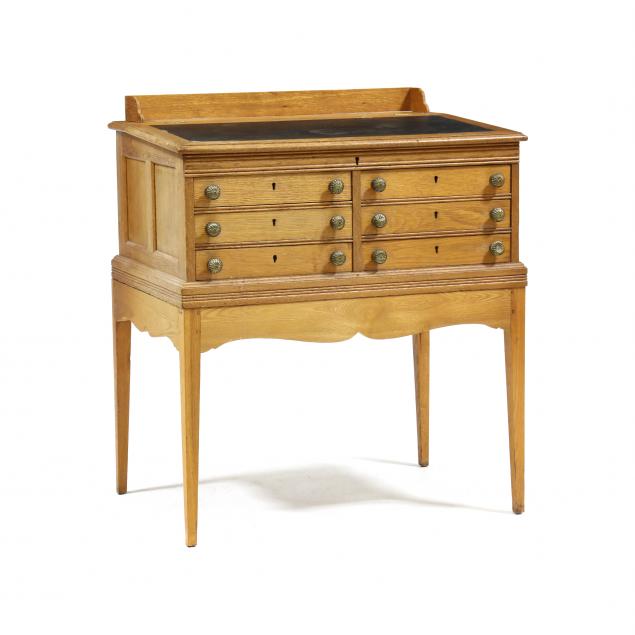 OAK SPOOL CABINET DESK ON FRAME 2f047a