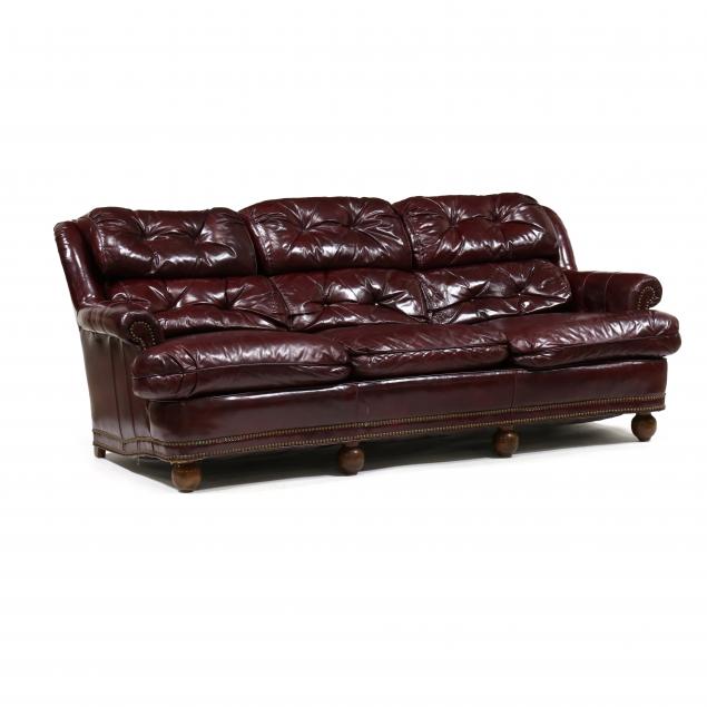 VINTAGE LEATHER UPHOLSTERED SOFA Circa