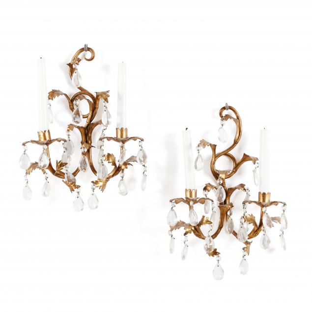 PAIR OF ITALIAN GILT TOLE TWO LIGHT 2f058f