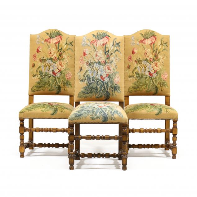 SET OF THREE JACOBEAN STYLE UPHOLSTERED 2f05c2