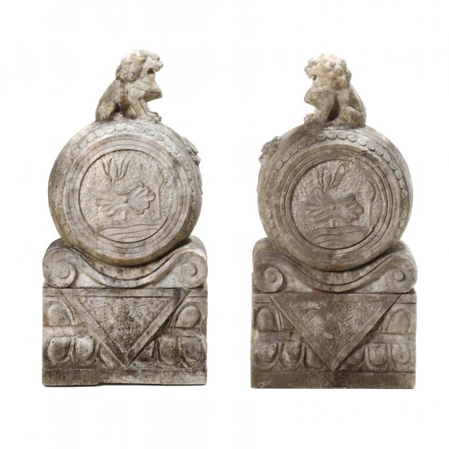 PAIR OF CHINESE STYLE CARVED MARBLE 2f05ea