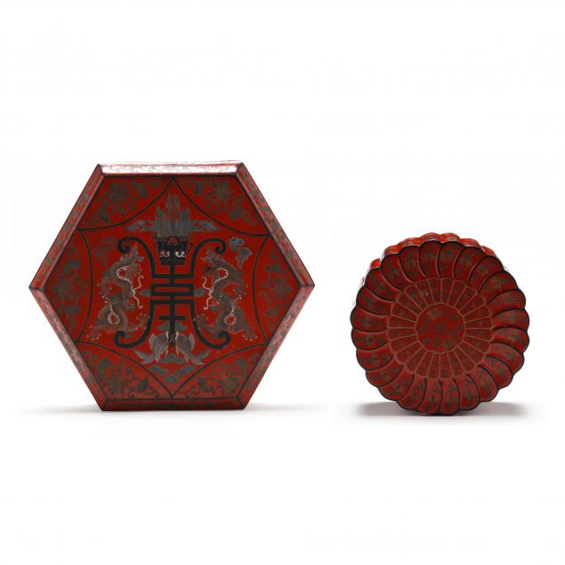 TWO CHINESE RED LACQUER SWEETMEAT 2f05fd