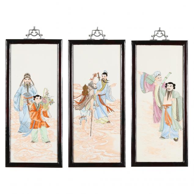 THREE CHINESE PORCELAIN PLAQUES WITH