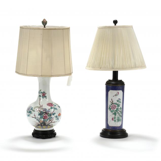 TWO CHINESE PORCELAIN VASE LAMPS