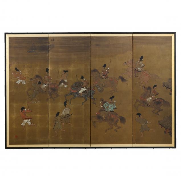 A JAPANESE FOUR-PANEL FOLDING SCREEN