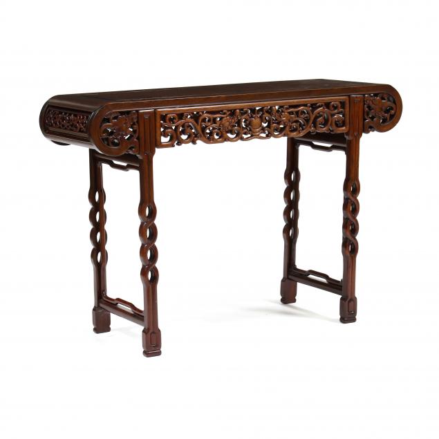 ASIAN CARVED HARDWOOD CONSOLE TABLE