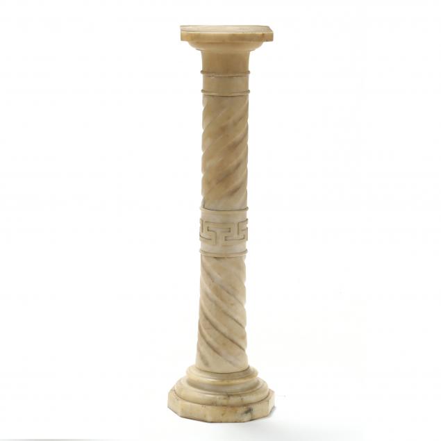 ANTIQUE ALABASTER THREE-PART COLUMNAR