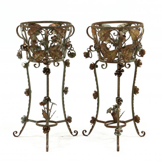 PAIR OF SPANISH STYLE PAINTED IRON