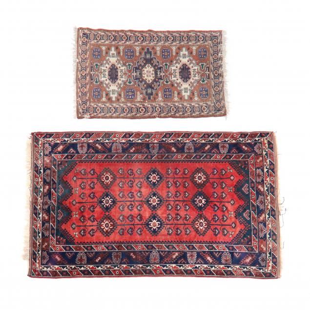 TWO ORIENTAL HANDWOVEN RUGS The