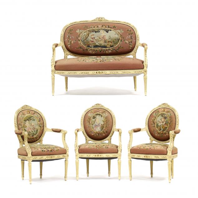 LOUIS XVI STYLE FOUR PIECE CARVED