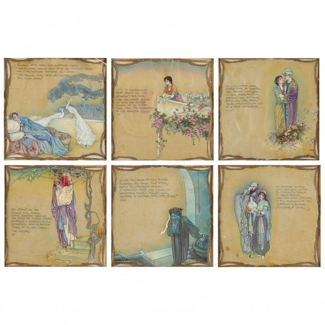 A SET OF SIX ART NOUVEAU PAINTINGS 2f0685