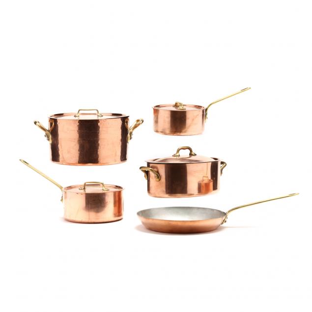 SIX PIECES FRENCH COPPER COOKWARE 2f0694