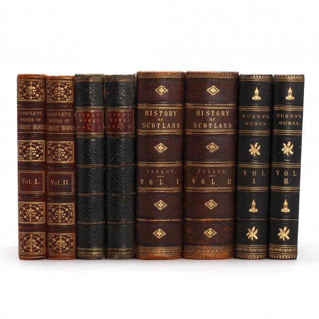 FOUR 19TH CENTURY LEATHER BOUND