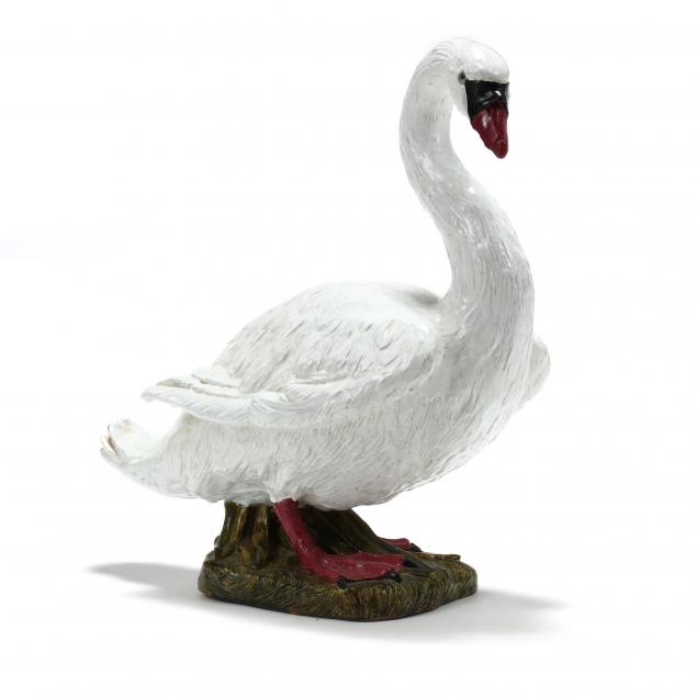 LIFE SIZE FRENCH FAIENCE SWAN Made 2f069a