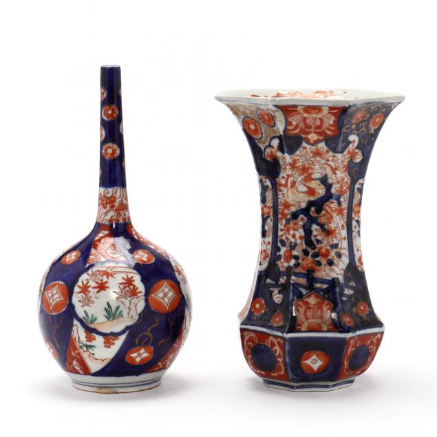 TWO JAPANESE PORCELAIN IMARI VASES 