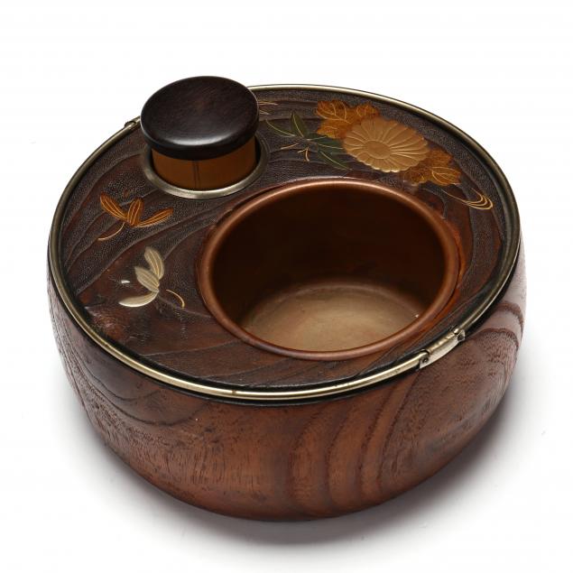 A JAPANESE WOODEN TOBACCO TRAY WITH