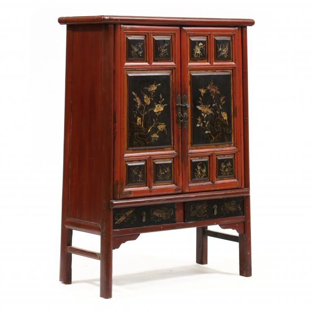 ASIAN LACQUERED TRAPEZOIDAL CABINET 2f0747