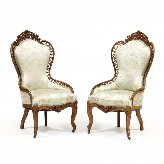 PAIR OF AMERICAN ROCOCO LAMINATED ROSEWOOD