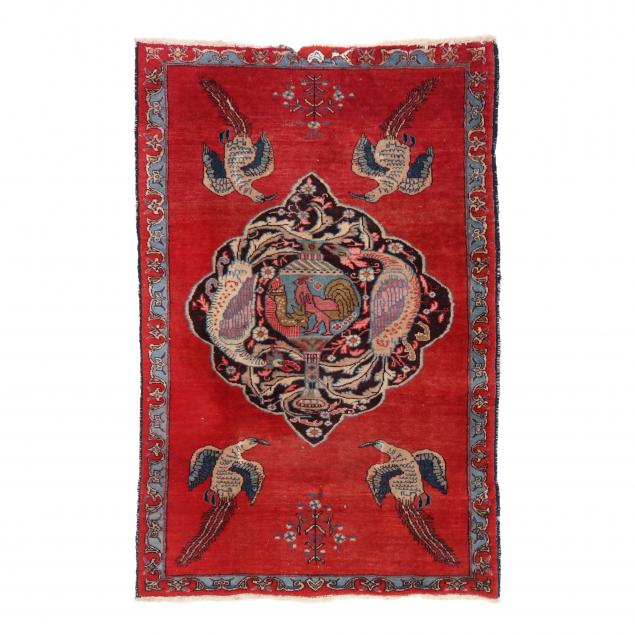 HANDWOVEN PICTORAL AREA RUG Red field