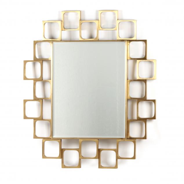 CONTEMPORARY MODERNIST BRASS WALL MIRROR