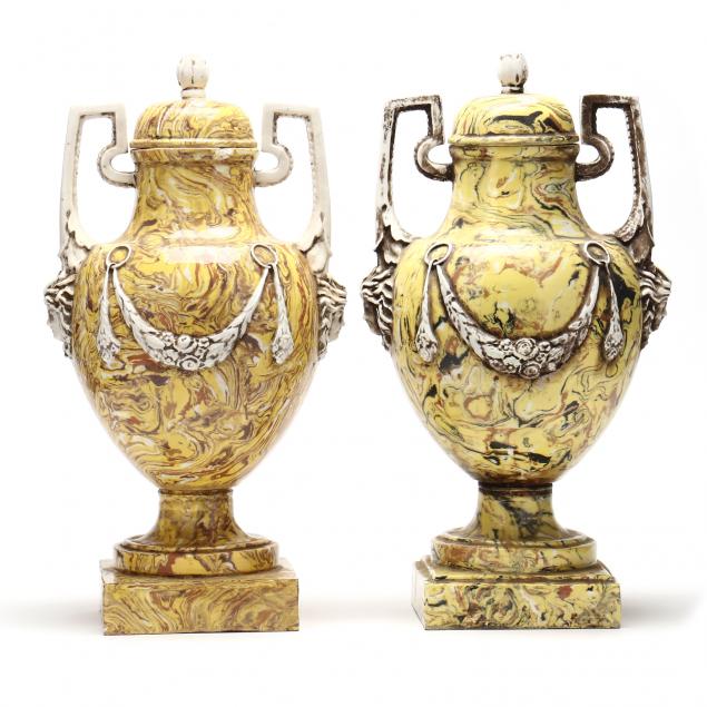 PAIR OF ITALIAN GLAZED APTWARE